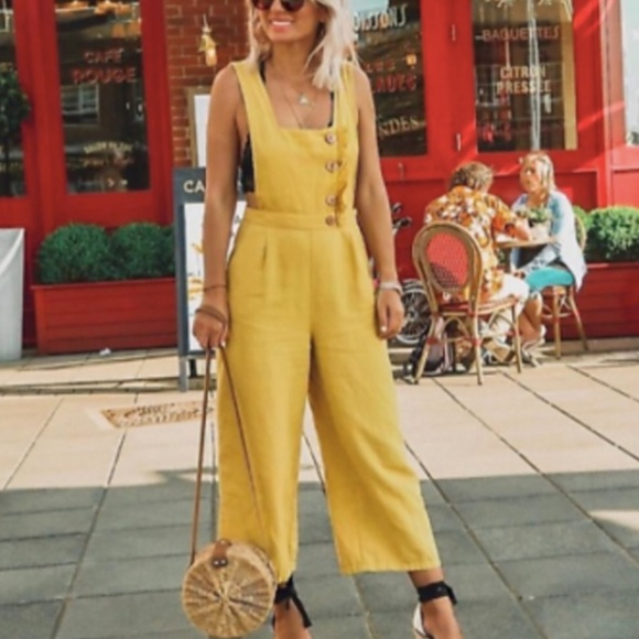 zara yellow jumpsuit
